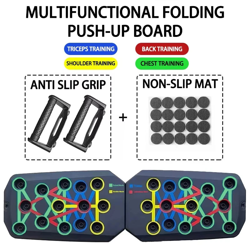 Folding Push-Up Board Chest Expansion Adult Multi-Mode Adjustable with Chest Abdomen Back Partition Core Muscle Exerciser