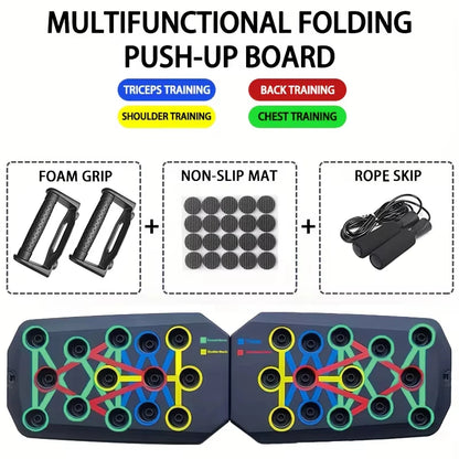 Folding Push-Up Board Chest Expansion Adult Multi-Mode Adjustable with Chest Abdomen Back Partition Core Muscle Exerciser