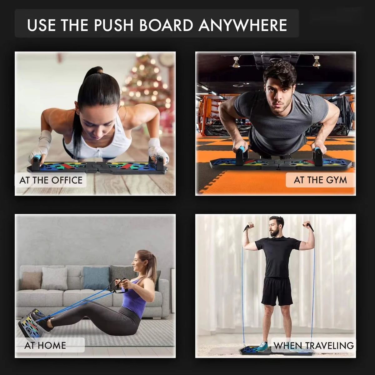 Folding Push-Up Board Chest Expansion Adult Multi-Mode Adjustable with Chest Abdomen Back Partition Core Muscle Exerciser
