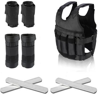 15-50Kg Adjustable Weight Vest Weighted Fitness Training Set with Steel Plate Weighted Bracelet Ankle Bodybuilding Accessories